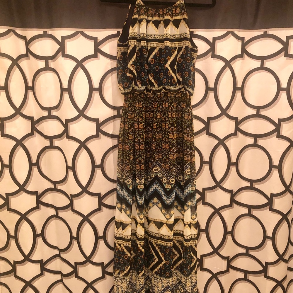 Floral Pattern Cinched Center Maxi
